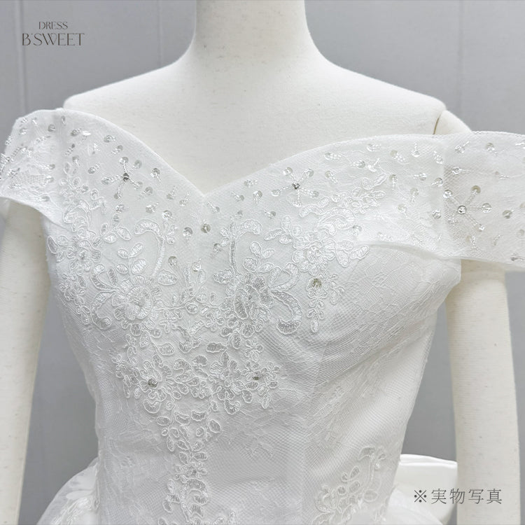 【wd399af】スパンコールレースオフショルプリンセスドレス プリンセスライン