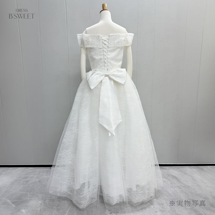 【wd399af】スパンコールレースオフショルプリンセスドレス プリンセスライン