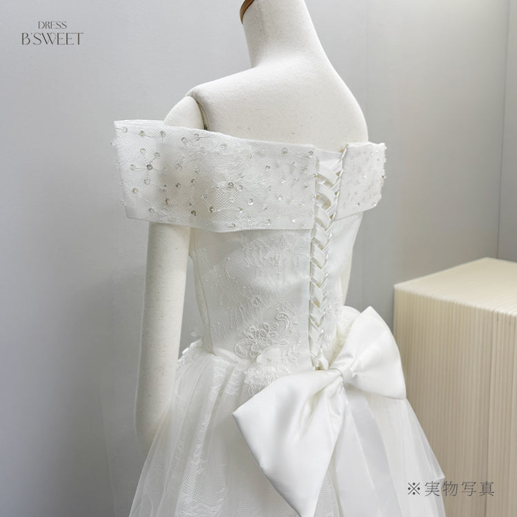 【wd399af】スパンコールレースオフショルプリンセスドレス プリンセスライン
