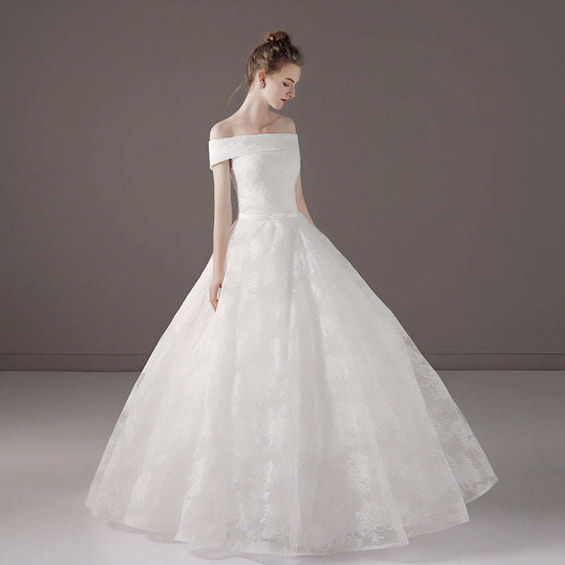 【wd53m】オフショルダー花柄Aラインドレス