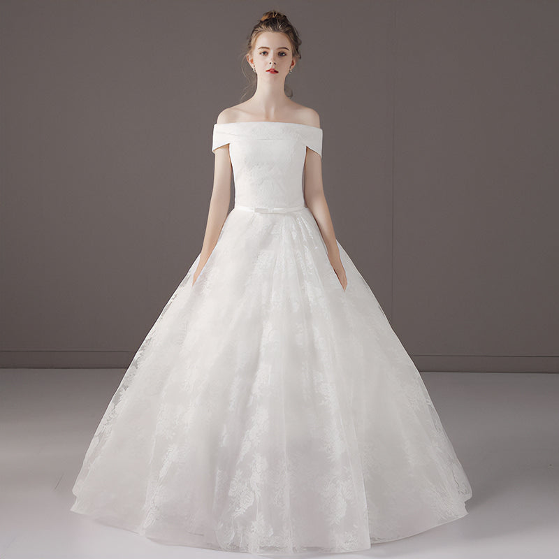 【wd53m】オフショルダー花柄Aラインドレス