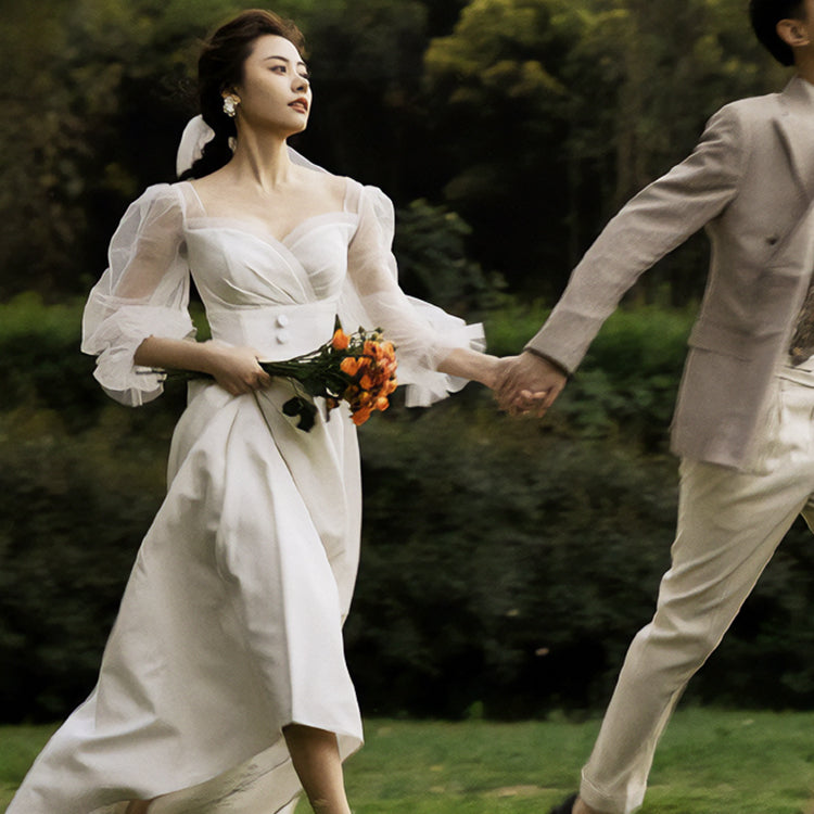 【wd599ls】シアーロングスリーブハートカットボタンドレス スレンダー