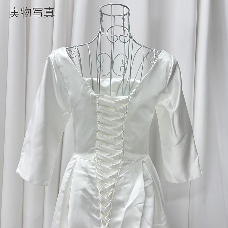 【wd631ls】スクエアネックハーフスリーブAラインドレス