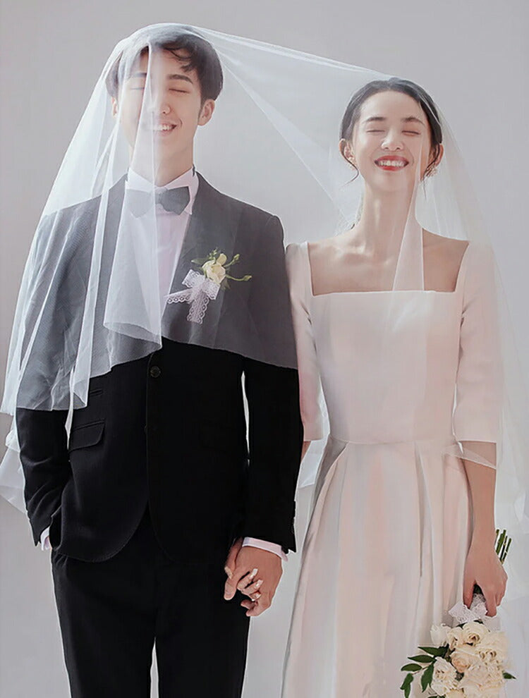 【wd631ls】スクエアネックハーフスリーブAラインドレス