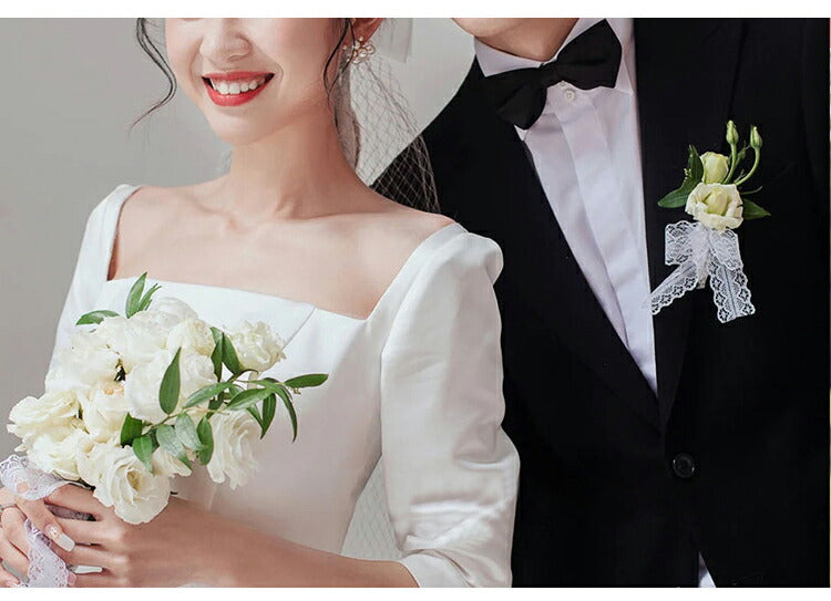 【wd631ls】スクエアネックハーフスリーブAラインドレス