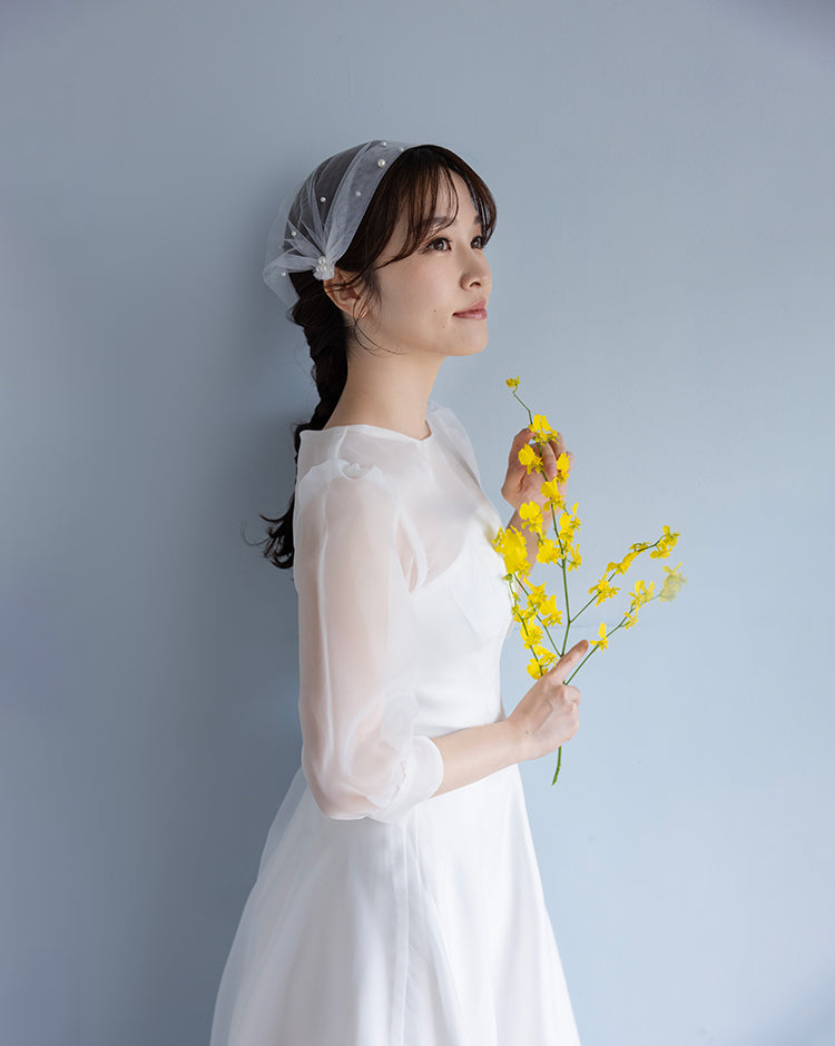 【wd633ls】シアーパフスリーブドッキングドレス Aライン