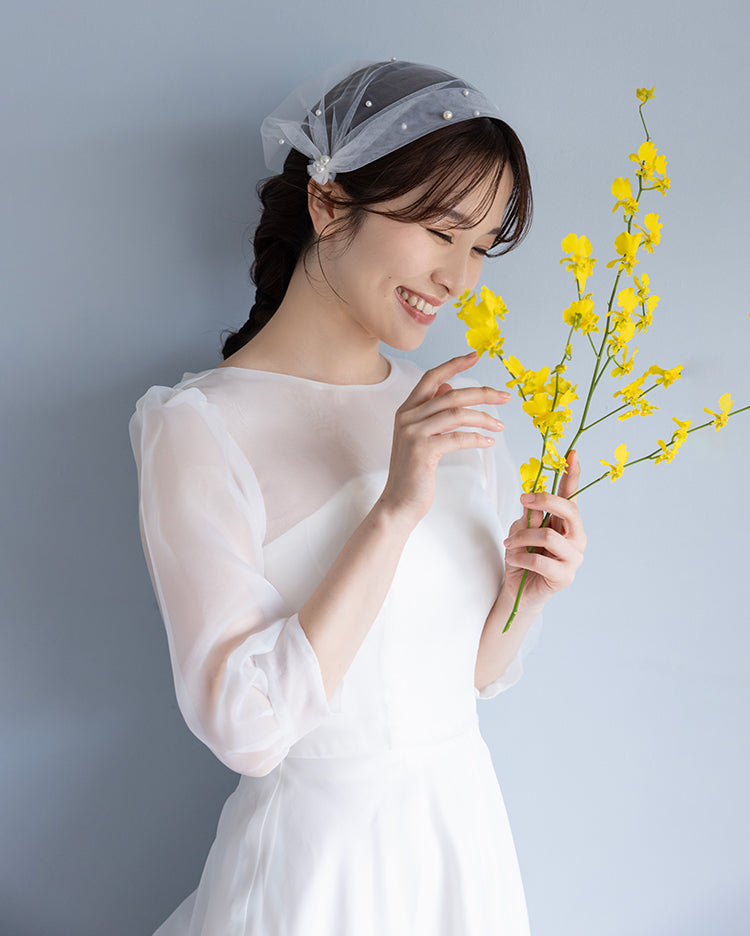 【wd633ls】シアーパフスリーブドッキングドレス Aライン