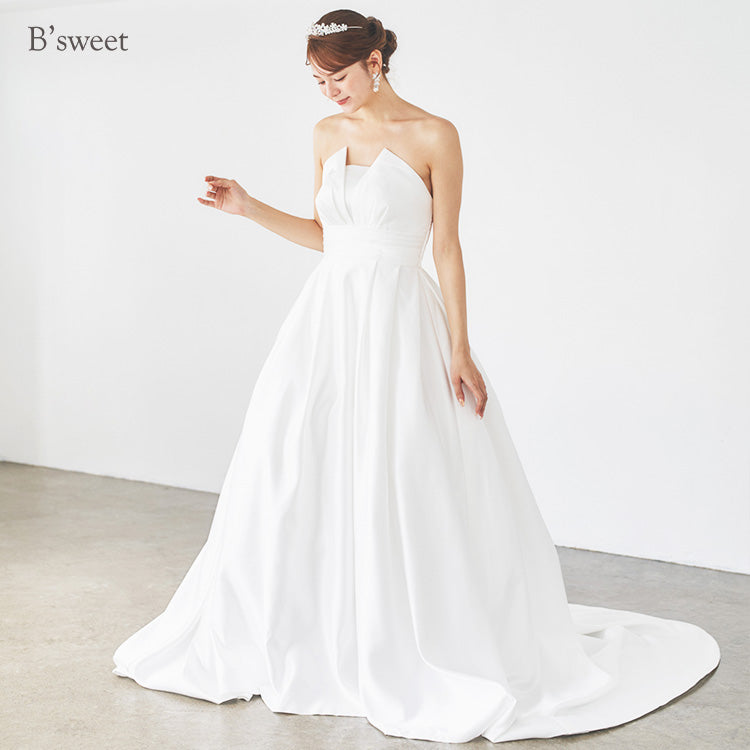 【wd636ls】サテン調ビスチェドレス プリンセスライン