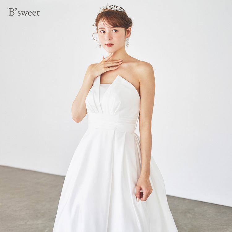 【wd636ls】サテン調ビスチェドレス プリンセスライン