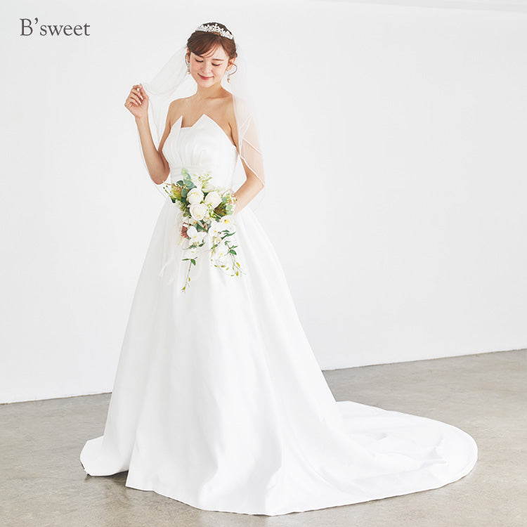 【wd636ls】サテン調ビスチェドレス プリンセスライン