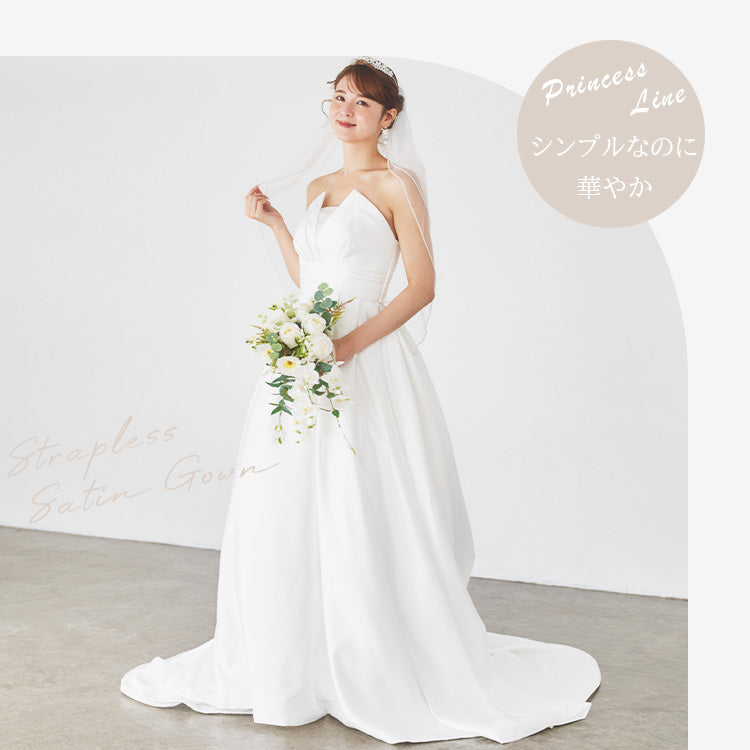 【wd636ls】サテン調ビスチェドレス プリンセスライン