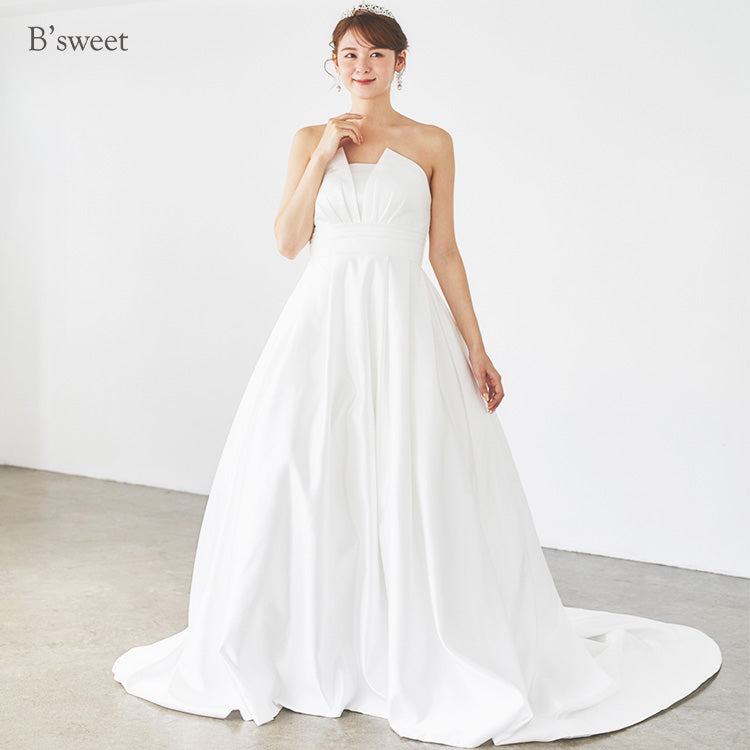 【wd636ls】サテン調ビスチェドレス プリンセスライン