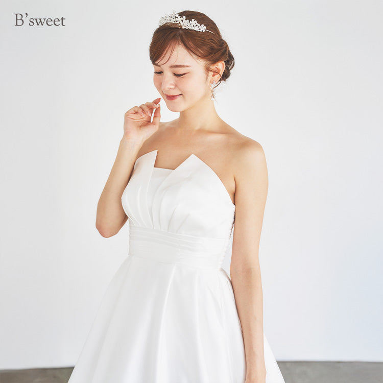 【wd636ls】サテン調ビスチェドレス プリンセスライン