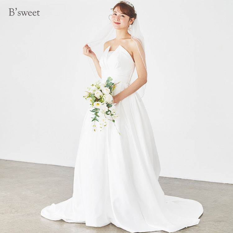 【wd636ls】サテン調ビスチェドレス プリンセスライン