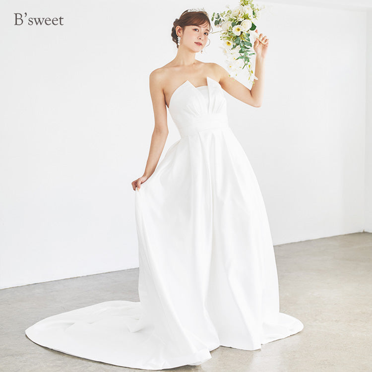 【wd636ls】サテン調ビスチェドレス プリンセスライン