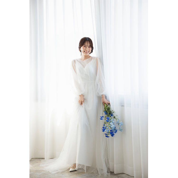 【wd656as】チュールパールワンピースキャミソール2wayドレス