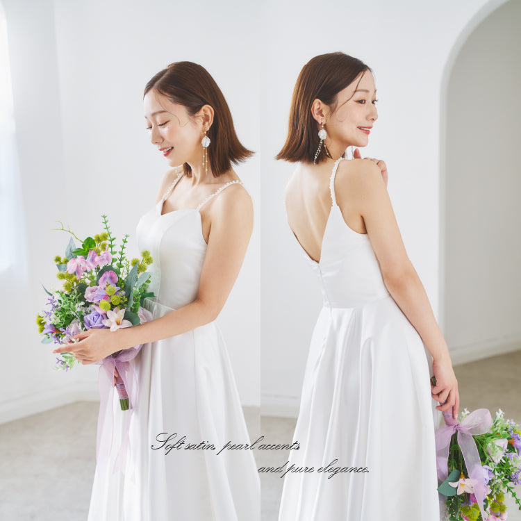 【wd669mi】ショルダーパールAラインキャミドレス