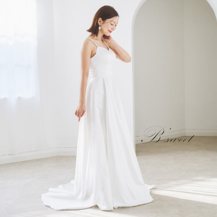 【wd669mi】ショルダーパールAラインキャミドレス