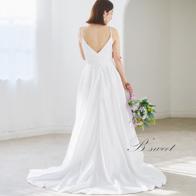 【wd669mi】ショルダーパールAラインキャミドレス