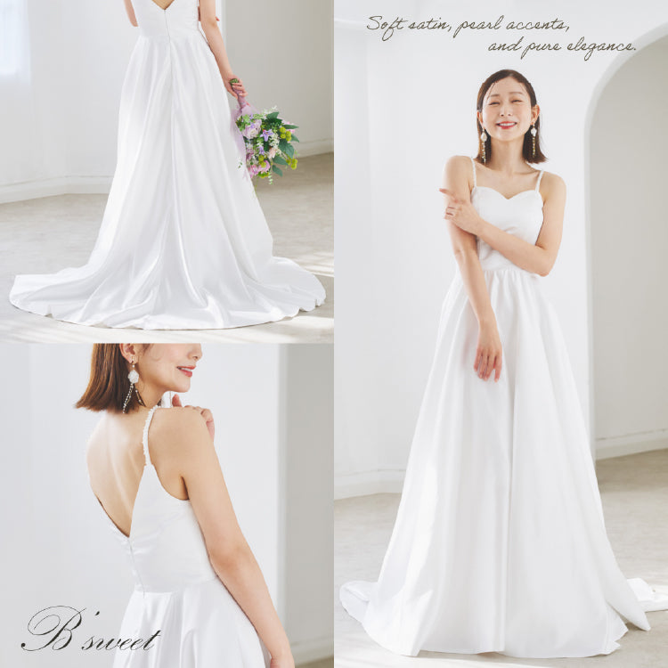 【wd669mi】ショルダーパールAラインキャミドレス