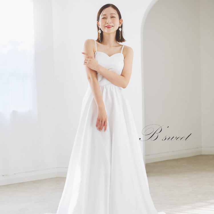 【wd669mi】ショルダーパールAラインキャミドレス