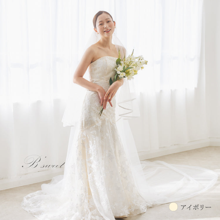【wd677ls】2wayスリーブマーメイド総レースドレス