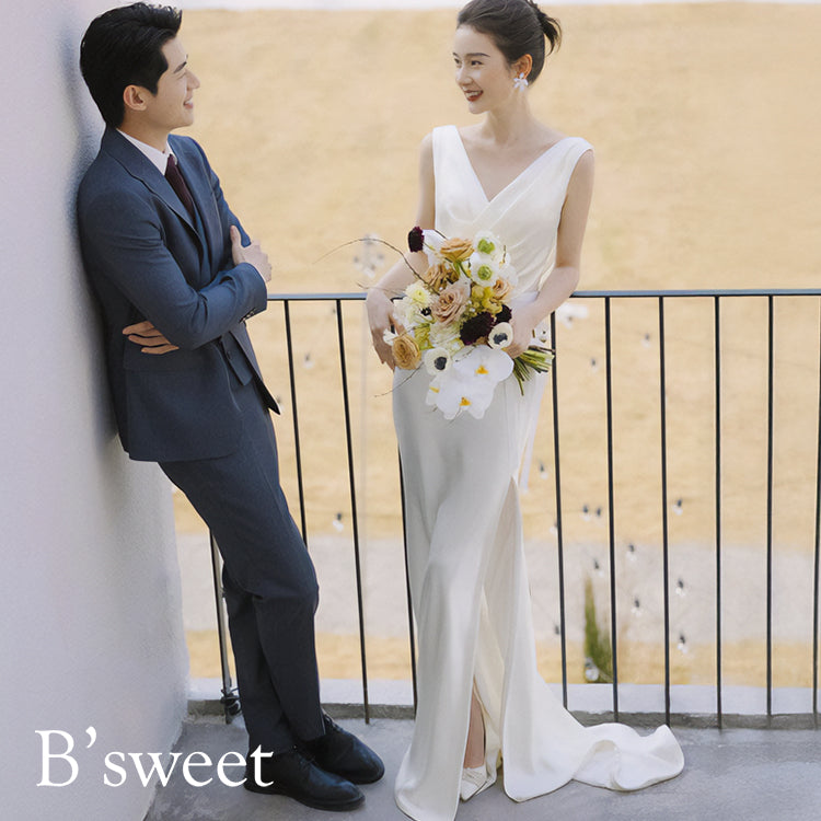 【wd678sr】バックドレープスリットドレス スレンダーライン