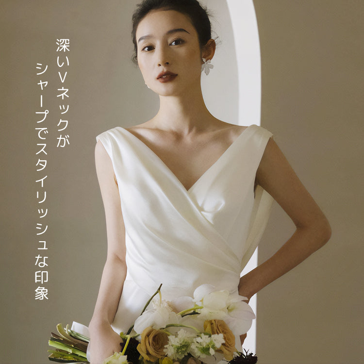 【wd678sr】バックドレープスリットドレス スレンダーライン