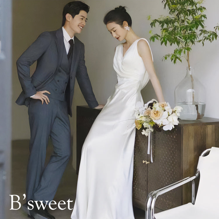 【wd678sr】バックドレープスリットドレス スレンダーライン