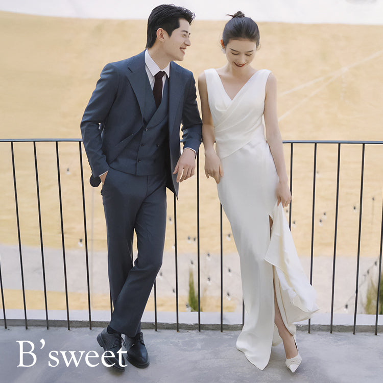 【wd678sr】バックドレープスリットドレス スレンダーライン