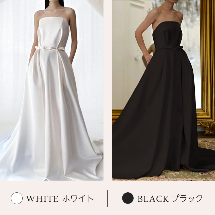 【wd684yj】ウエストリボンAラインドレス