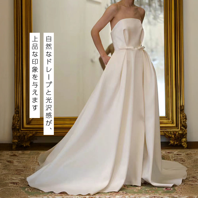 【wd684yj】ウエストリボンAラインドレス