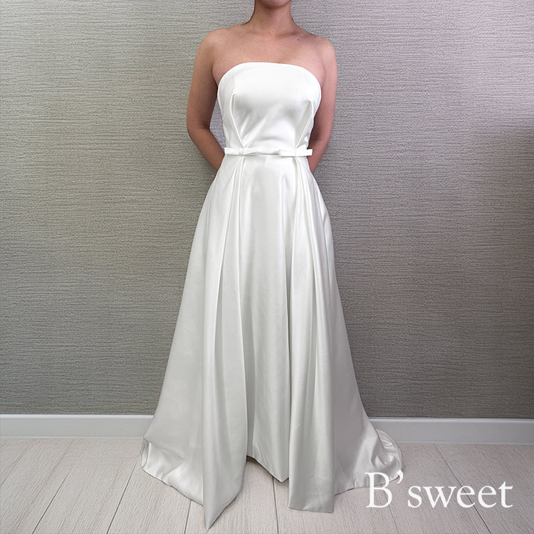 【wd684yj】ウエストリボンAラインドレス