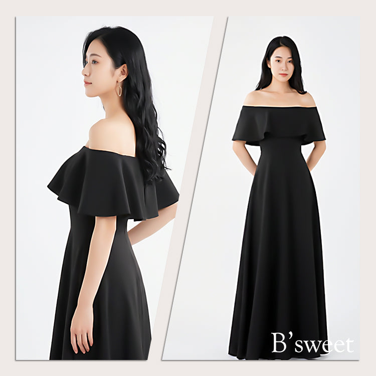 【wd689ls】オフショルダーフリルドレス Aライン