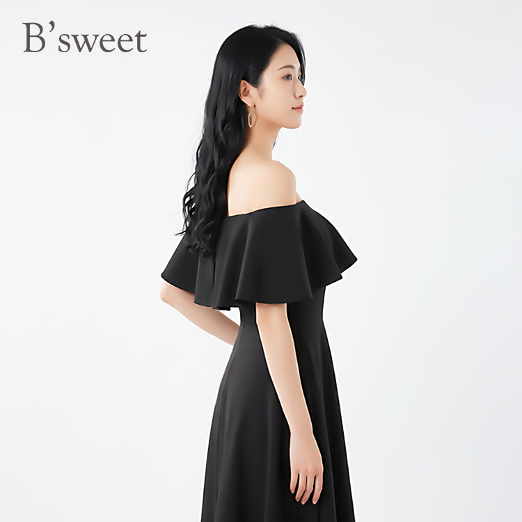 【wd689ls】オフショルダーフリルドレス Aライン