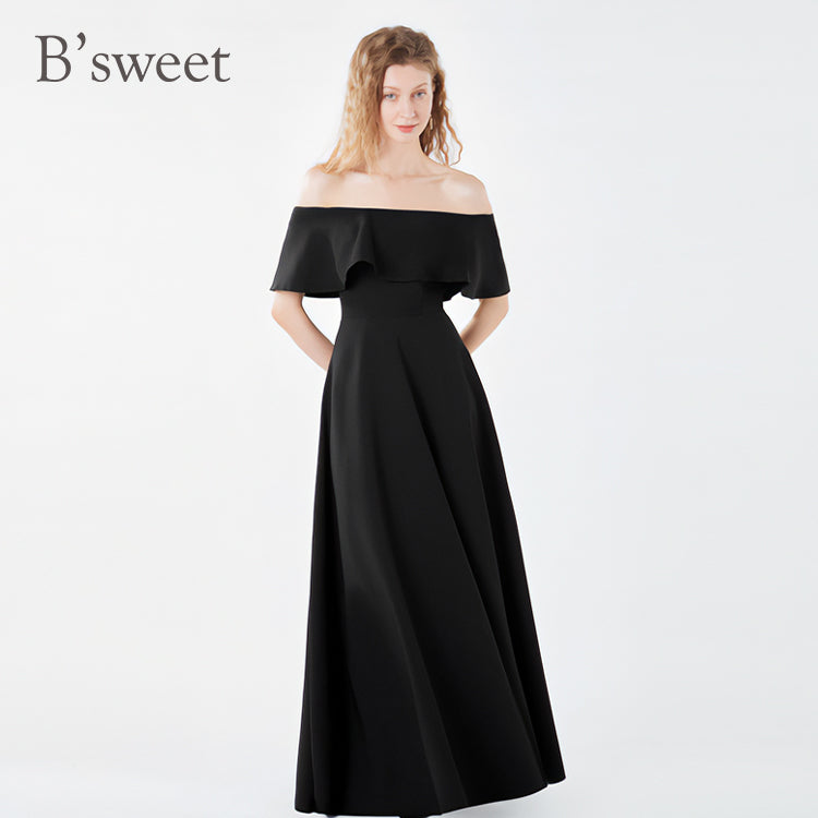 【wd689ls】オフショルダーフリルドレス Aライン