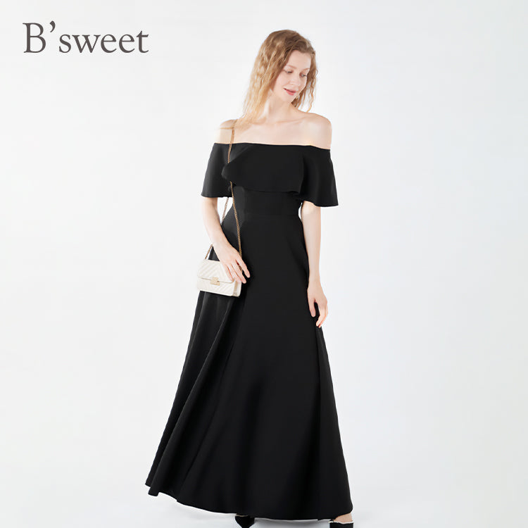 【wd689ls】オフショルダーフリルドレス Aライン