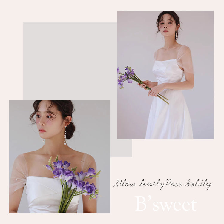 【wd691ls】2スタイルパールスリーブドレス  Aライン