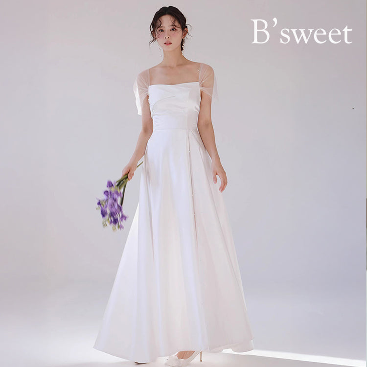 【wd691ls】2スタイルパールスリーブドレス  Aライン