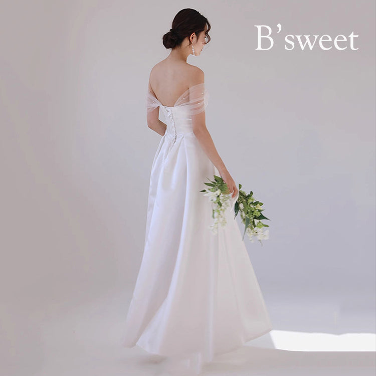 【wd691ls】2スタイルパールスリーブドレス  Aライン