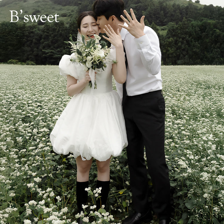 【wd693jx】パフスリーブ バルーンドレス