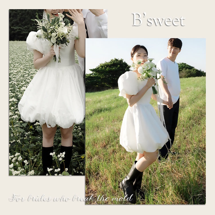 【wd693jx】パフスリーブ バルーンドレス