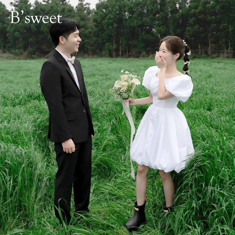 【wd693jx】パフスリーブ バルーンドレス