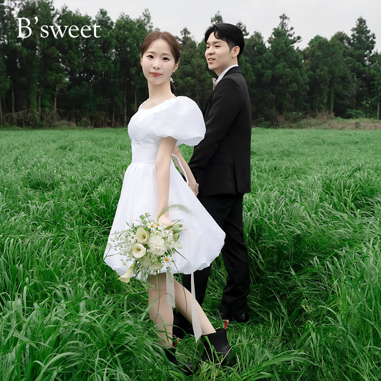 【wd693jx】パフスリーブ バルーンドレス