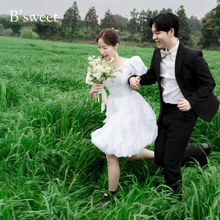 【wd693jx】パフスリーブ バルーンドレス