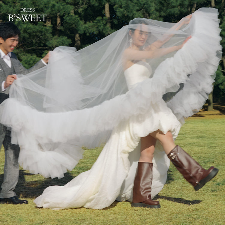 【wd694jx】バルーンフィッシュテールショートドレス フィッシュテール