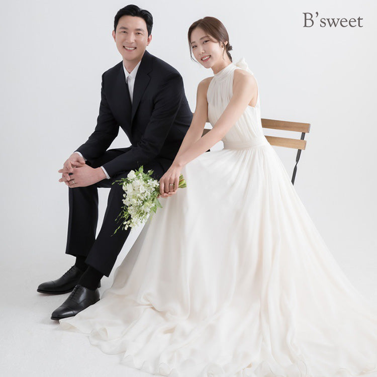 【wd708yj】ホルターネックリボンドレス Aライン