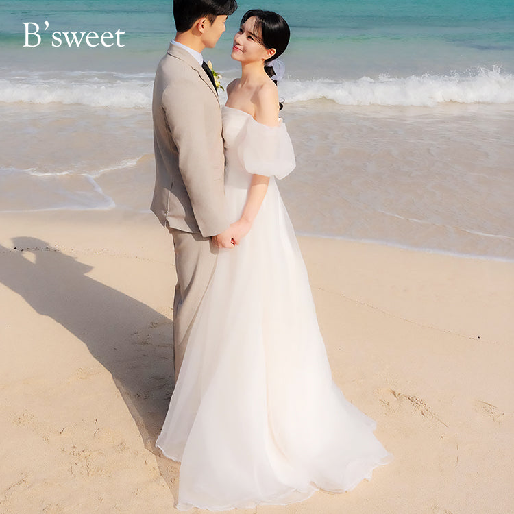 【wd717jx】オーガンジーオフショルダードレス Aライン