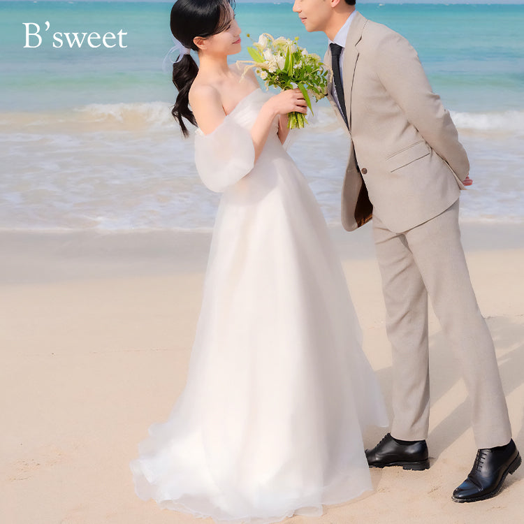 【wd717jx】オーガンジーオフショルダードレス Aライン