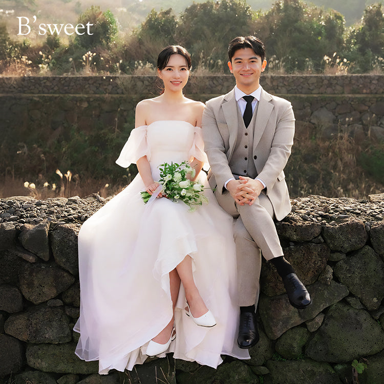 【wd717jx】オーガンジーオフショルダードレス Aライン